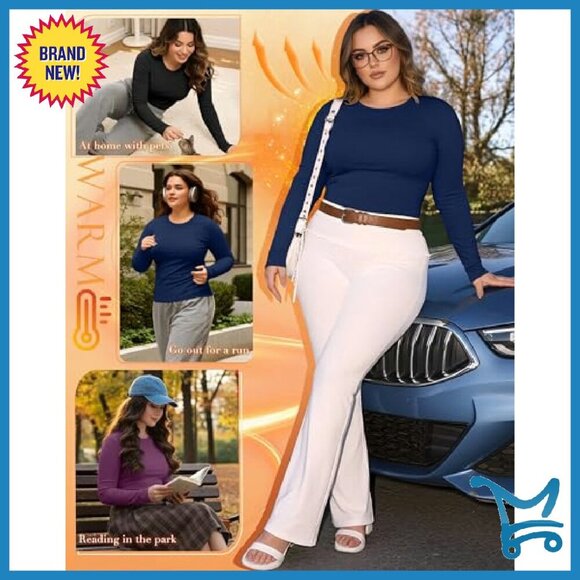 Plus Size Thermal Long Sleeve Shirts Fleece Lined Slim Fit 3 Pack - Picture 4 of 8